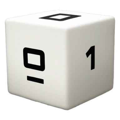Create an emoji of a cube-shaped object with number 0 and 1 displayed on its surfaces, representing a matrix or data grid. sticker