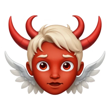 mush up the devil emoji with the angel one, I want it to be angel with devil horns sticker