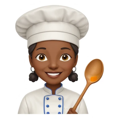 woman old  black chef with spoon sticker