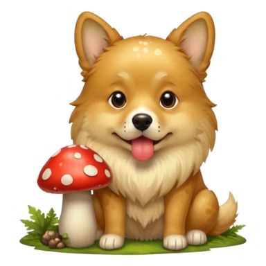 Собака с грибом в пасти sticker