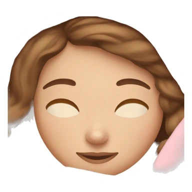 White girl brown  hair sleeping with pink blanket sticker