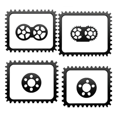 Minimalist film strip with empty frames and sprocket holes along both sides, black and white, iOS emoji style sticker