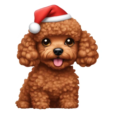 red toy poodle wearing a santa hat sticker