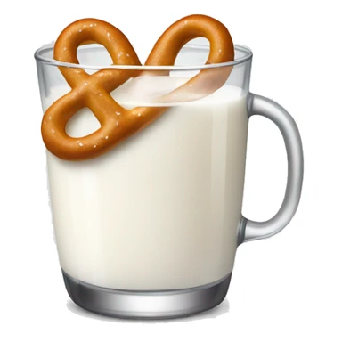 A glass of milk with a pretzel sticker
