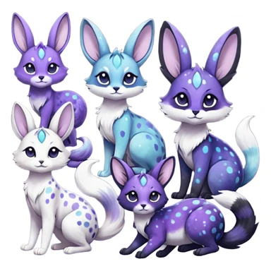 Colorful black-violet-indigo-purple-gradients nebulae nebula starry galactical shiny white-stars-spotted glorious iridescent divine exotic cute cool beautiful realistic Meloetta-caracal-civet-sergal-bunny-oncilla-animal-Fakémon-hybrid-fursona (full body) sticker