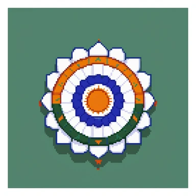 Indian flag with saffron, white, and green horizontal stripes and blue Ashoka Chakra wheel in center sticker
