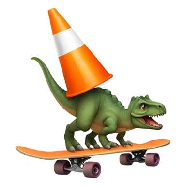 Dinosaur riding on skate with a cone on the head sticker