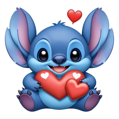 Stich con un corazón diciendo hola bombón sticker