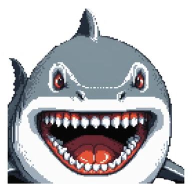 shark face close-up with pointy white teeth in open jaws sticker
