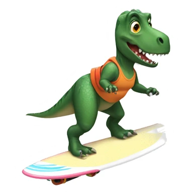 dinosaur with skirt surf boarding sticker
