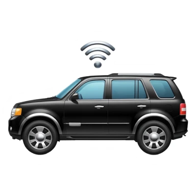 Side view of a black SUV car with the WIFI icon sticker