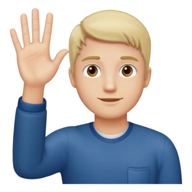 A guy with his left hand higher right lower left hand with a 6 on it right with a 7 sticker