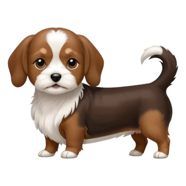 Miniature chocolate brown and tan dachshund wagging its tail with fluffy black shih tzu sticker