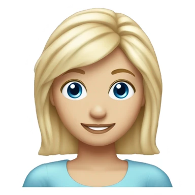 please make a blonde girl with round face blue eyes. her hair is shoulder length and a slight fringe she is smiley and celebrating her 21st birthday with a tiara sticker