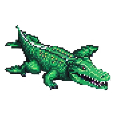 crocodile with an airplane body, pixel art style sticker