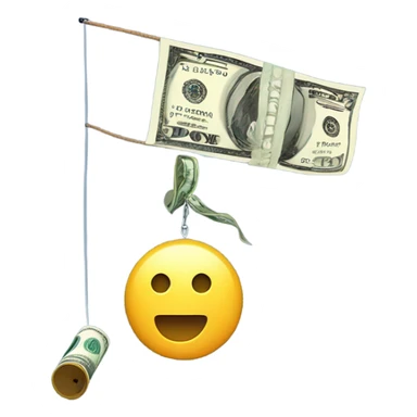 Fishing pole catching cash sticker