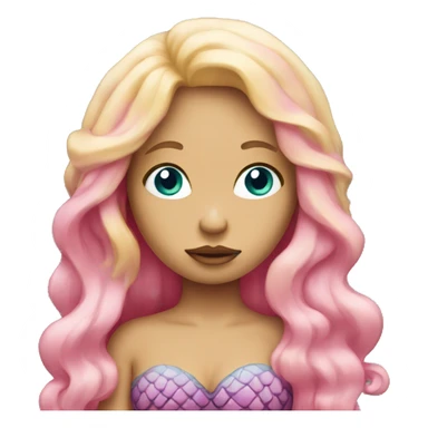 a sad mermaid with blonde hair and pink tail sticker