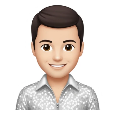 Jordan Knight from NKOTB with dark brown hair, white sequin outfit sticker