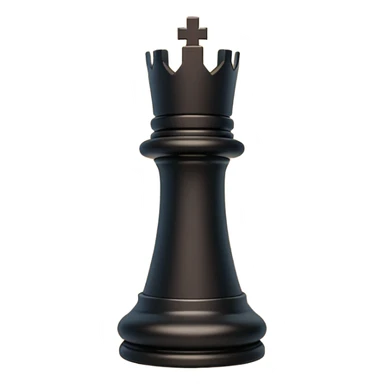 black rook chess piece, classic castle tower shape, blocky top sticker