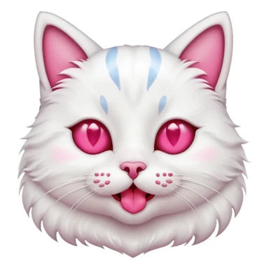 Cat emoji with heart eyes mixed with drooling emoji, cat style jaw, retain drool sticker