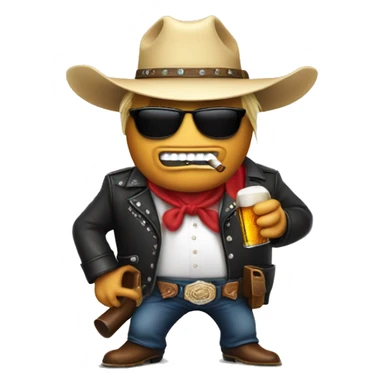 Donald trump in a cowboy hat smoking a cigar with a gun on his back and sunglasses on with a bottle of beer in his hand  sticker