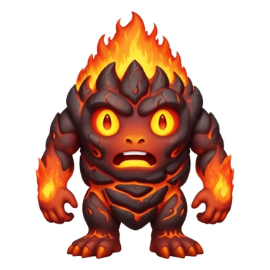 a mystical fast lava creature without arms with molten lava on its head and some rocky shoulders, full body sticker