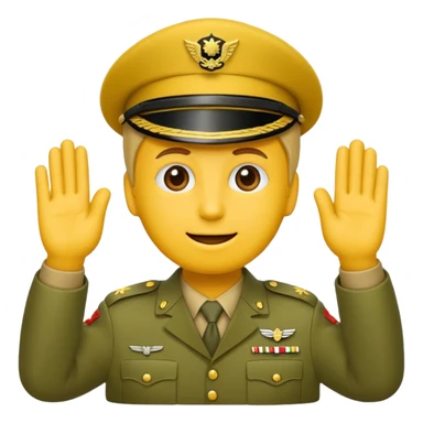 Eine salutierenden Emoji (Hautfarbe: gelb ) in Armee Klamotten männlich salutierend salutierend  sticker