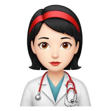 doctor with black hair and red hairclips  sticker