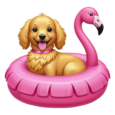Dog Swimming in a Pool on a Flamingo sticker
