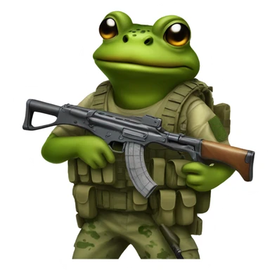 A military frog with an ak47 sticker