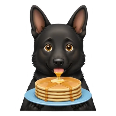  black German shepherd with natural ears and pancakes sticker