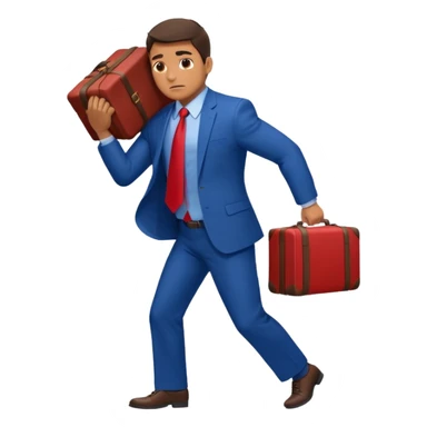 business man in a blue suit and red tie carry heavy weight on his shoulders sticker