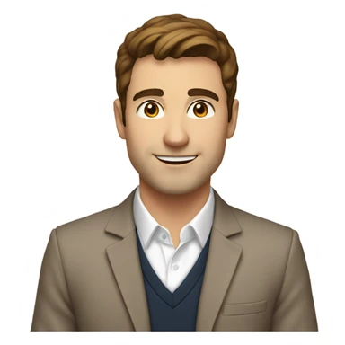 man, in smart casual, 30 y.o., business, short brown hair, white, brown eyes and eyebrows  sticker