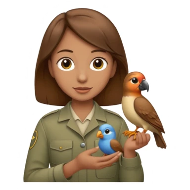 Zookeeper with brown hair with bird sticker