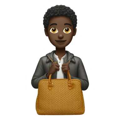 A young darkskinned person with a Goyard bag full of money  sticker