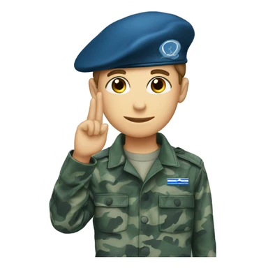 Blue shades camouflage uniform boy saluting with his hand sticker