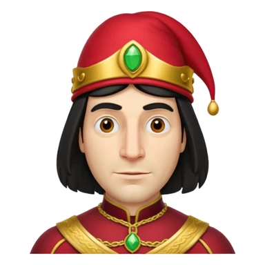 lord farquad avec un chapeau rouge et une bordure dorée pres du crane sticker