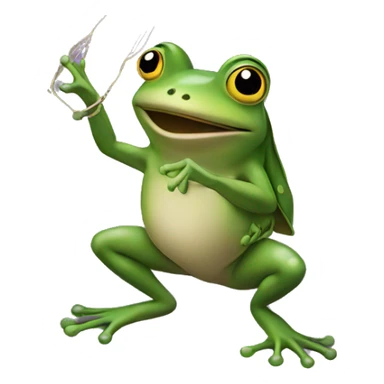 A frog using a lasso to catch a fly  sticker