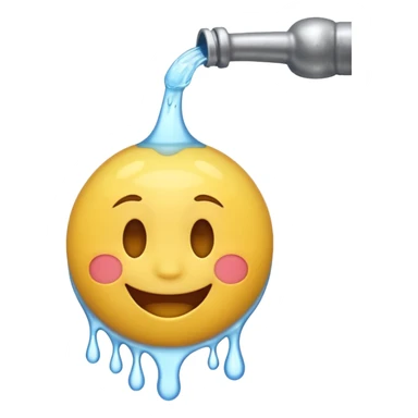 An animation of an emoji showing happy face when water is poured on it sticker
