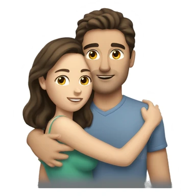 Caucasian brunette couple cuddling  sticker