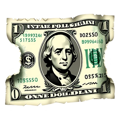 Ripped dollar bill sticker