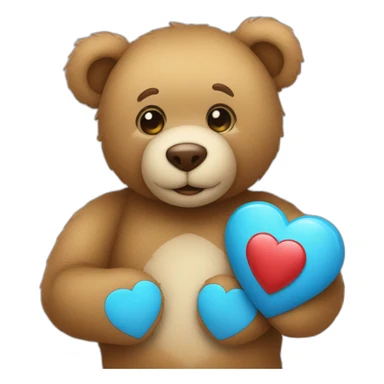 A teddy bear holding blue heart  sticker