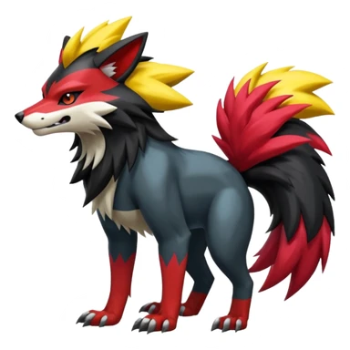 Shiny furry Badass cool Zeraora-Zoroark-Obstagoon-fusion sticker