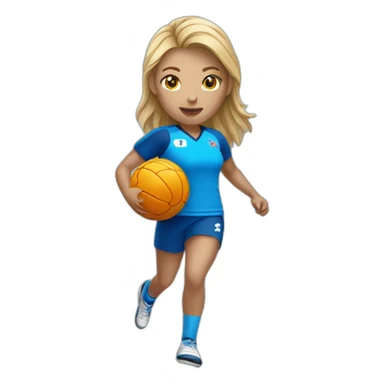 women handball player with blue shirt sticker