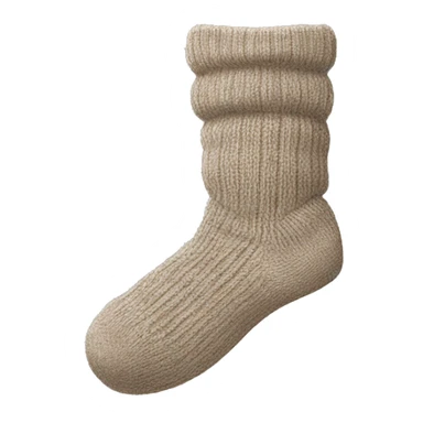 A pair of knit socks in neutral tones folded neatly or being worn while lounging.  sticker