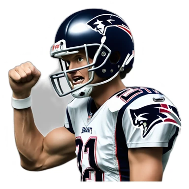 Tom brady with his football helmet on pumping his fist and yelling Let's Fucking Go sticker