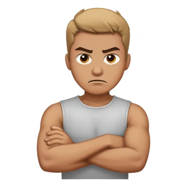 a guy with crossed arms around his neck who is angry sticker