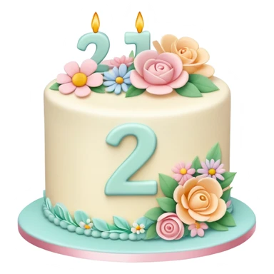 make a floral pastel cake that is aesthetic with the number 20 on it sticker