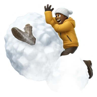 Guy rolling into a snowball down a mountain  sticker