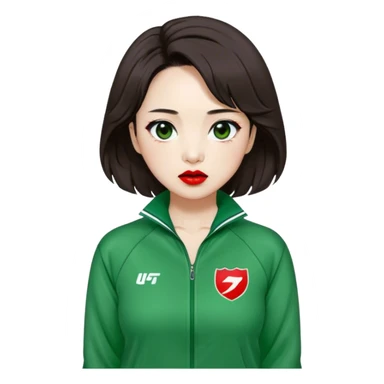 Han Mi-nyeo : Age: Late 60s
Appearance: A crazy woman with many wrinkles face, very messy dark brown hair and dramatic red lipstick.
Outfit: Green player tracksuit sticker